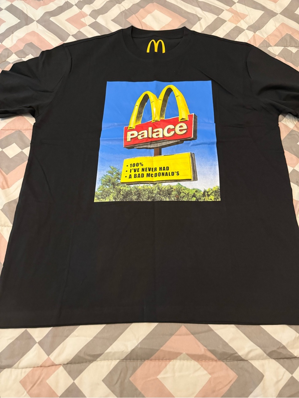 PALACE Black Tee with Bold McDonald's Sign Graphic